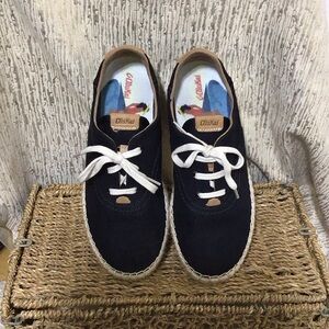 Olukai Kaula Black Pa’ a Li Espadrille Sneaker Women Size 7.5 MINT